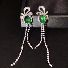 Load image into Gallery viewer, GRC Certified 10.795ctw Vivid Green Natural Emerald & Diamond Earrings