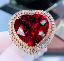 Load image into Gallery viewer, GUILD Certified 30.00ctw Natural Vivid Red Rubellite Tourmaline Ring & Pendant in One Style