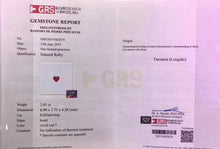 Load image into Gallery viewer, GRS Certified 3.43ctw Natural Vivid Red Unheated Ruby Ring & Pendant in One Style