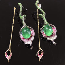 Load image into Gallery viewer, GRC Certified 16.255ctw Vivid Green Natural Emerald & Diamond Earrings