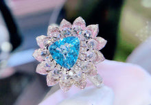 Load image into Gallery viewer, GUILD Certified 2.00ct Natural Neon Blue Paraiba Tourmaline & Diamond Ring in 18K Gold