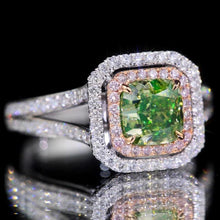 Load image into Gallery viewer, GIA Certified 1.31ct Cushion Natural Yellow Diamond Ring in 18K Gold