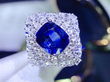 Load image into Gallery viewer, GRC Certified 3.12ct Natural Royal Blue Unheated Sapphire Ring in 18K Gold
