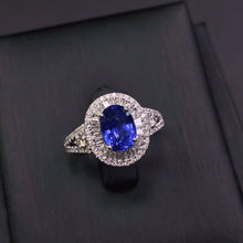 Load image into Gallery viewer, CGL Certified 2.68ctw Sri Lanka Natura Royal Blue Unheated Sapphire & Diamond Ring