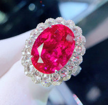 Load image into Gallery viewer, GUILD Certified 12.10ctw Natural Vivid Red Rubellite Tourmaline Ring & Pendant in One Style