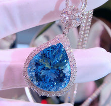 Load image into Gallery viewer, GUILD Certified 28.50ct Natural Santa Maria Aquamarine & Diamond Pendant