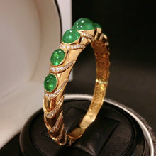 Load image into Gallery viewer, GRC Certified 22.908ctw Natural Emerald & Diamond Bangle
