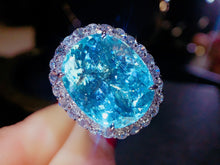 Load image into Gallery viewer, GUILD Certified 17.95ct Natural Neon Blue Paraiba Tourmaline Ring & Pendant in One Style