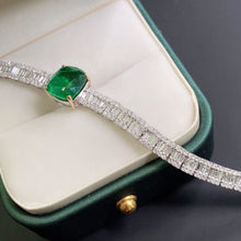 Load image into Gallery viewer, GRC Certified 6.95ctw Natural Muzo Green Emerald & Diamond Bangle