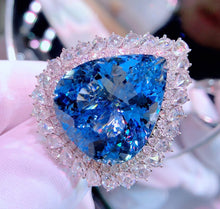 Load image into Gallery viewer, GUILD Certified 29.10ctw Natural Santa Maria Aquamarine Ring & Pendant in One Style