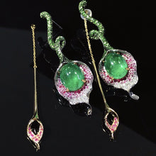 Load image into Gallery viewer, GRC Certified 16.255ctw Vivid Green Natural Emerald & Diamond Earrings