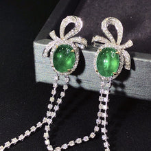 Load image into Gallery viewer, GRC Certified 10.795ctw Vivid Green Natural Emerald & Diamond Earrings