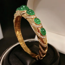 Load image into Gallery viewer, GRC Certified 22.908ctw Natural Emerald & Diamond Bangle