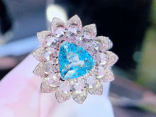 Load image into Gallery viewer, GUILD Certified 2.00ct Natural Neon Blue Paraiba Tourmaline & Diamond Ring in 18K Gold