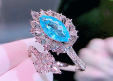 Load image into Gallery viewer, Guild Certified 4.10ctw Natural Neon Blue Paraiba Tourmaline Ring in 18K Gold
