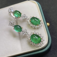 Load image into Gallery viewer, GRC Certified 11.205ctw Vivid Green Natural Emerald & Diamond Earrings
