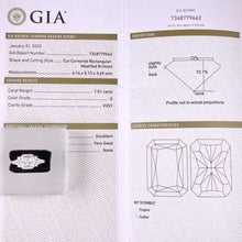 Load image into Gallery viewer, GIA Certified 1.01ct Radiant G/VVS1 Natural Diamond Ring in 18K Gold