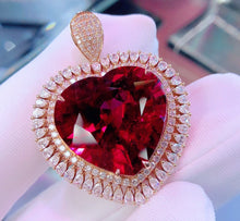 Load image into Gallery viewer, GUILD Certified 30.00ctw Natural Vivid Red Rubellite Tourmaline Ring & Pendant in One Style