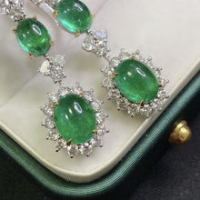 Load image into Gallery viewer, GRC Certified 11.205ctw Vivid Green Natural Emerald & Diamond Earrings