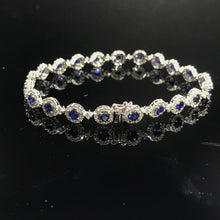 Load image into Gallery viewer, GRC Certified 5.00ct Natural Sapphire & Diamond Bracelet 18K White Gold