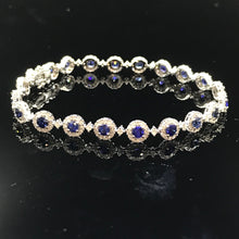 Load image into Gallery viewer, GRC Certified 5.00ct Natural Sapphire & Diamond Bracelet 18K White Gold