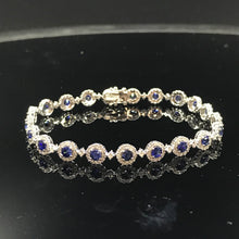 Load image into Gallery viewer, GRC Certified 5.00ct Natural Sapphire & Diamond Bracelet 18K White Gold