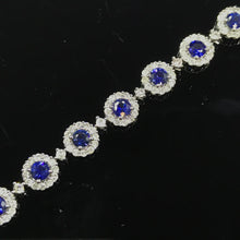 Load image into Gallery viewer, GRC Certified 5.00ct Natural Sapphire & Diamond Bracelet 18K White Gold