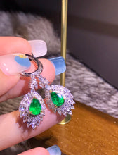 Load image into Gallery viewer, GRC Certified 1.50ct Natural Emereld & Diamond Earrings