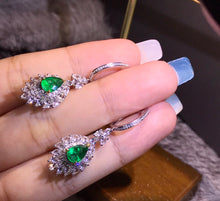 Load image into Gallery viewer, GRC Certified 1.50ct Natural Emereld & Diamond Earrings