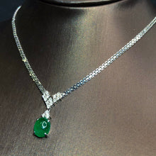 Load image into Gallery viewer, GRC Certified 3.92ctw Colombia Natural Emerald & Diamond Necklace