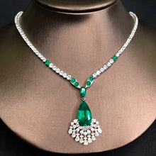 Load image into Gallery viewer, GRC Certified 22.20ctw Natural Emerald & Diamond Necklace