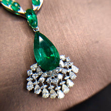 Load image into Gallery viewer, GRC Certified 22.20ctw Natural Emerald & Diamond Necklace