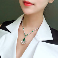 Load image into Gallery viewer, GRC Certified 22.20ctw Natural Emerald & Diamond Necklace