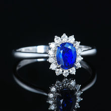 Load image into Gallery viewer, GRC Certified 1.25ctw Sri Lanka Natural Sapphire & Diamond Ring