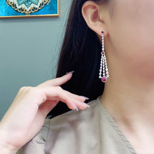 Load image into Gallery viewer, GRC Certified 3.53ctw Natural Burma Ruby & Diamond Earrings