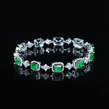 Load image into Gallery viewer, GRC Certified 8.42ctw Natural Emerald & Diamond Bracelet
