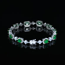 Load image into Gallery viewer, GRC Certified 8.42ctw Natural Emerald & Diamond Bracelet