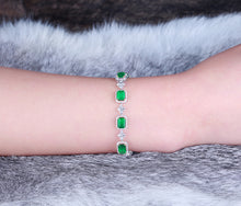 Load image into Gallery viewer, GRC Certified 8.42ctw Natural Emerald & Diamond Bracelet