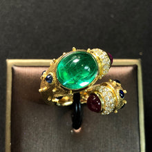 Load image into Gallery viewer, GRC Certified 6.655ctw Natural Emerald & Diamond Ring 18K Rose Gold