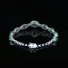 Load image into Gallery viewer, GUILD Certified 6.51ctw Natural Emerald & Diamond Bracelet 18K White Gold