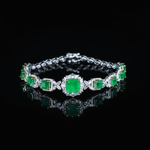 Load image into Gallery viewer, GUILD Certified 6.51ctw Natural Emerald & Diamond Bracelet 18K White Gold