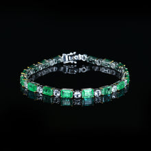 Load image into Gallery viewer, GRC Certified 7.51ctw Natural Emerald Bracelet 18K White Gold