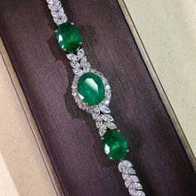 Load image into Gallery viewer, GRC Certified 12.319ctw Natural Emerald & Diamond Bracelet 18K White Gold