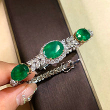 Load image into Gallery viewer, GRC Certified 12.319ctw Natural Emerald & Diamond Bracelet 18K White Gold