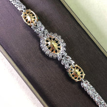 Load image into Gallery viewer, GRC Certified 12.319ctw Natural Emerald & Diamond Bracelet 18K White Gold