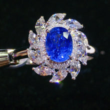 Load image into Gallery viewer, GIS Certified 1.00ct Natural Sapphire & Diamond Ring 18K White Gold