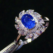 Load image into Gallery viewer, GIS Certified 1.00ct Natural Sapphire & Diamond Ring 18K White Gold