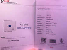 Load image into Gallery viewer, GIS Certified 1.00ct Natural Sapphire & Diamond Ring 18K White Gold