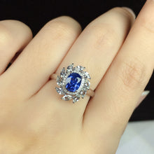Load image into Gallery viewer, GIS Certified 1.00ct Natural Sapphire & Diamond Ring 18K White Gold