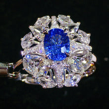 Load image into Gallery viewer, GIS Certified 1.08ct Natural Sapphire & Diamond Ring 18K White Gold